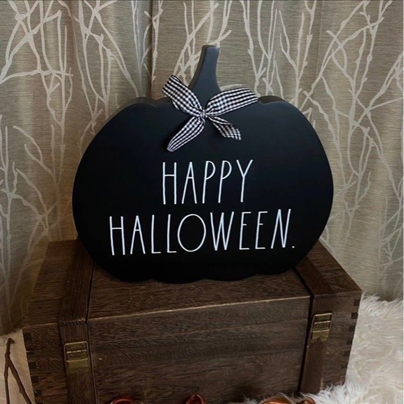 RAE DUNN FARMHOUSE HOME DECOR HALLOWEEN PUMPKIN TABLE TOP WOOD WITCH BOO NEW HTF - Picture 4 of 5